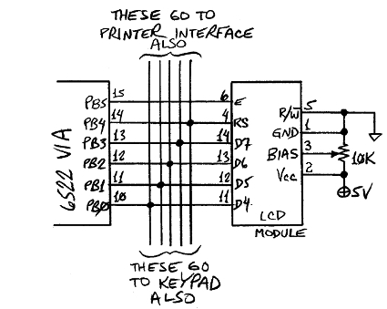 4-bit LCD interface schematic