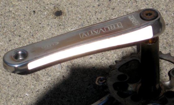 reflective tape showing on crank arm