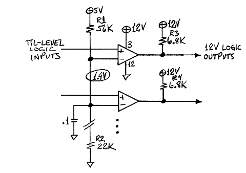 TTL to 12V logic-level conversion with an LM339